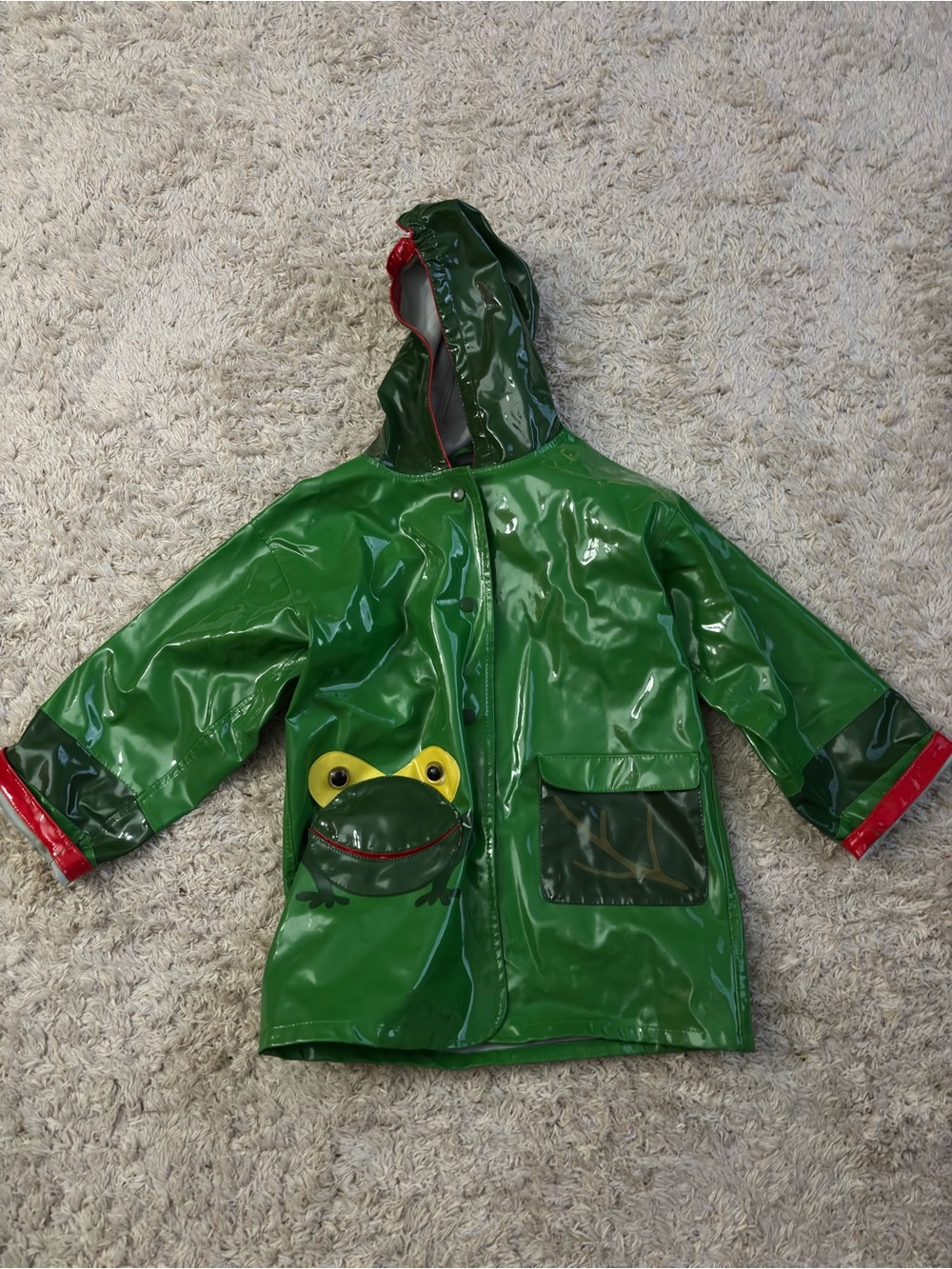 KIDORABLE Green Frog Raincoat Rain Jacket Unisex Boys Girls Kids 5/6x